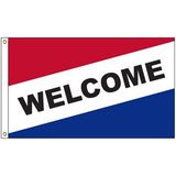 Custom Welcome Diagonal 3' x 5' Message Flag with Heading and Grommets