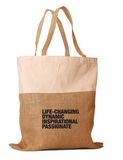 Custom Eco Green Jute / Burlap Shopping Bag w/Jute and Cotton Compination