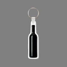 Key Ring & Full Color Punch Tag W/ Tab - Black Wine Bottle