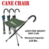 Custom Folding Cane Chair- Walking Stick w/ Stool and Carry Strap, 12 1/4