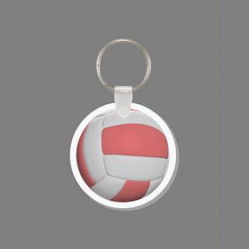 Key Ring & Full Color Punch Tag - Volleyball (Pink)