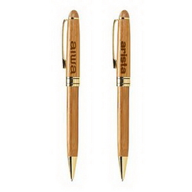Custom The Milano Blanc Bamboo Ballpoint Pen, Ballpoint Pen, 5.375" L