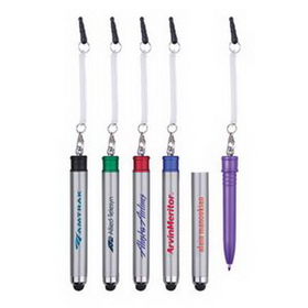 Custom Stylus Ballpoint Pen, The Zealot Stylus & Pen w/Bungee Coil, 3.375" L x 3/8" W