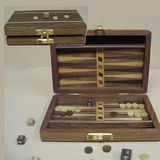 Custom Inlaid Teakwood Travel Backgammon/ LASER