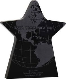 Custom Standing Star 3/4" Thick Black Acrylic Award (6"x 7"x 3/4") Screen-Printed