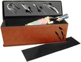 Custom RAWHIDE Laserable Leatherette Single Wine Box with Tools, 14