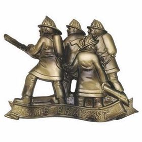 Blank Hand Painted Antique Brass The Bravest Fireman's Plaque Mount (5 1/2"X7 1/4")