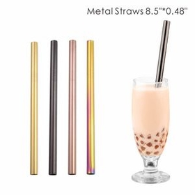 Custom 0.48 Inch Wide Straight Metal Straws, 8.5 Inch Length, 0.40 Inch Diameter, 215*10 MM, 0.48" Diameter x 8.5" H