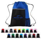 Custom Sporty Drawstring Backpack with Large Front Pocket and Mesh, 14