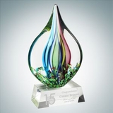 Custom Art Glass Coral Award with Clear Base, 11 1/2