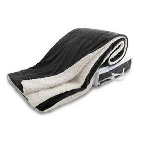 Blank Micro Mink Sherpa Blanket - Black (Overseas), 50" W X 60" L