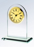 Custom Jade Glass Arch Clock, Gold Roman, 7 1/4