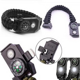 Custom Multifunction Paracord Survival Bracelets With Emergency LED Light, 9 8/10" L x 1 1/4" W