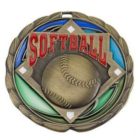 Custom 2 1/2" Color Epoxy Medallion Softball In Gold