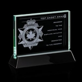 Custom Jade Walkerton Award w/ Rosewood or Black Wood Base (6