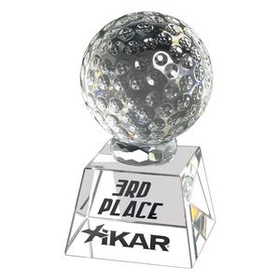 Custom Crystal Golf Ball Trophy, 2 1/4" W x 4 1/4" H x 2 1/4" D
