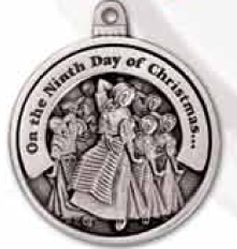 Custom Twelve Days Of Christmas Full Size Ornament (Day 9 - Nine Ladies Dancing), 2.25" Diameter