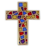 Blank Stained Glass Cross Lapel Pin, 3/4