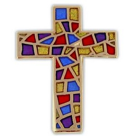 Blank Stained Glass Cross Lapel Pin, 3/4" H