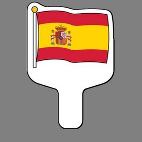 Custom Hand Held Fan W/ Full Color Flag Of Spain, 7 1/2" W x 11" H