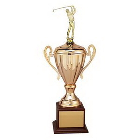 Custom 11" Ravenna Trophy Series w/Gold Metal Cup & Wood Base (Takes Figure)