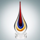 Custom Art Glass Red Teardrop Optical Crystal Award w/Clear Base (Small), 8