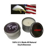 Custom 100 percent US Made Vanilla Scented Candle in Tin Case ( 7 oz.), 3 1/8