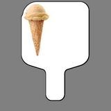 Custom Hand Held Fan W/ Full Color 1 Scoop Ice Cream Cone (French Vanilla), 7 1/2