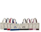 Custom Two Toned Cotton Canvas Shopping/ Beach Bag with Large Front Pocket, 17