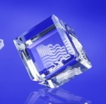 Custom Awards- Corner cut optical crystal cube award/trophy.2 inch high, 2