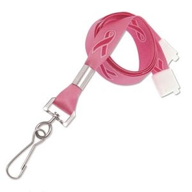 Custom 5/8" Pink Awareness Ribbon Lanyard - Break-Away
