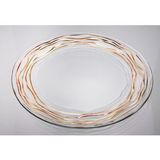 Custom Glass Charger Plate W/Golden Leaf Waves Rim, 12 1/2