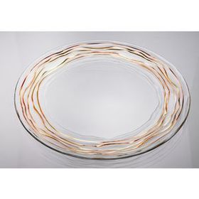 Custom Glass Charger Plate W/Golden Leaf Waves Rim, 12 1/2" Diameter