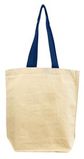 Cotton Canvas Tote Bag w/ Contrast Long Web Handles - Blank (15