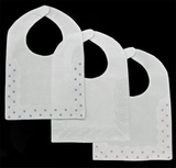 Blank Linen/Cotton Square Bottom Bib w/Swiss Dots & Replique