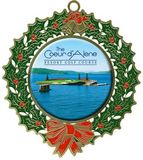 Custom Color Magic Holiday Stock Ornament - Enamel Filled Wreath