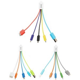 Custom 5 in 1 Multi Charge Cable with Keyring, 5 1/2" L