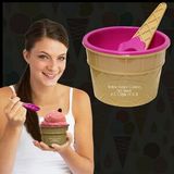 Custom Pink Ice Cream Bowl And Spoon Set