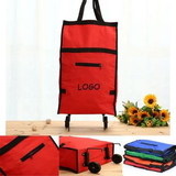 Custom Folding Tote Shopping Bag With Wheels, 20 1/2