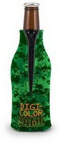 Custom DigiColor Camo Zipper Bottle Coolie - 3 3/4"x8" (4 Color Process)