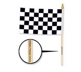 4" x 6" Polyester Racing Flag w/ Custom Direct Pad Printed Imprint on the Wooden Dowel