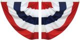 Custom Nylon Fully Sewn Pleated Half U.S. Fan Without Stars (3'X3')