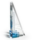 Custom Optic Crystal Award W/ Sapphire Crystal Accent (4