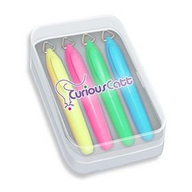 Custom Mini Brite Spots Highlighter Four Pack With Full Color Decal, 3" W X 4" H X 1" D