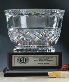 Custom Hand Crafted Crystal Bowl Award (9")
