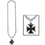 Custom Silver Chain Beads w/ Iron Cross Medallion, 36" L, Price/piece