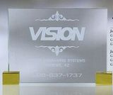 Custom Medium Jade Glass Plaque Award w/ Chrome Corners