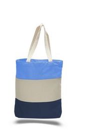Custom Canvas Tri Color Professional Tote Bag w/ Bottom Gusset (Printed), 15" W x 15" H x 3" D