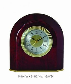Custom Pino Finish Beveled Arch Alarm Clock, 5.25" L x 5.5" W x 1.375" H