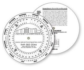 Custom .020 White Plastic Wheel Calculator / Perpetual Calendar & Scheduling (6" dia.)